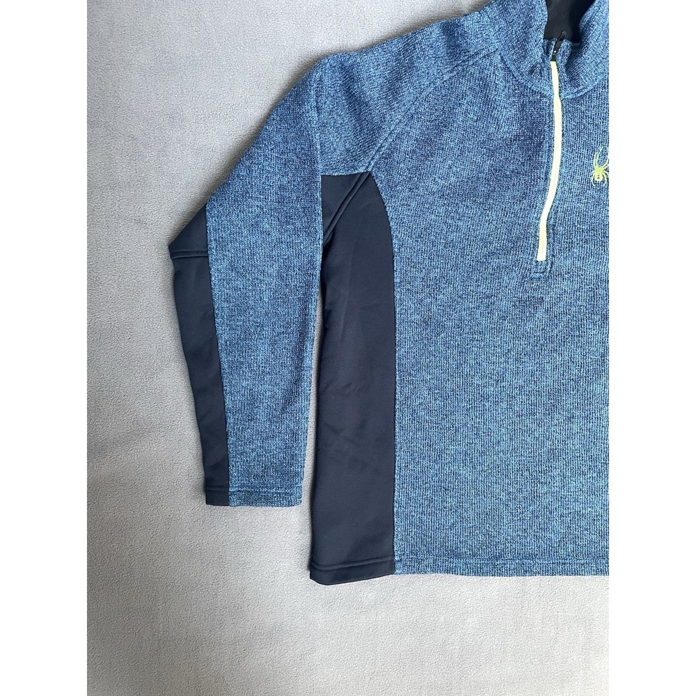 Spyder Jacket Mens Large Blue Marled Quarter Zip Pullover Fleece Sweater - Picture 4 of 11